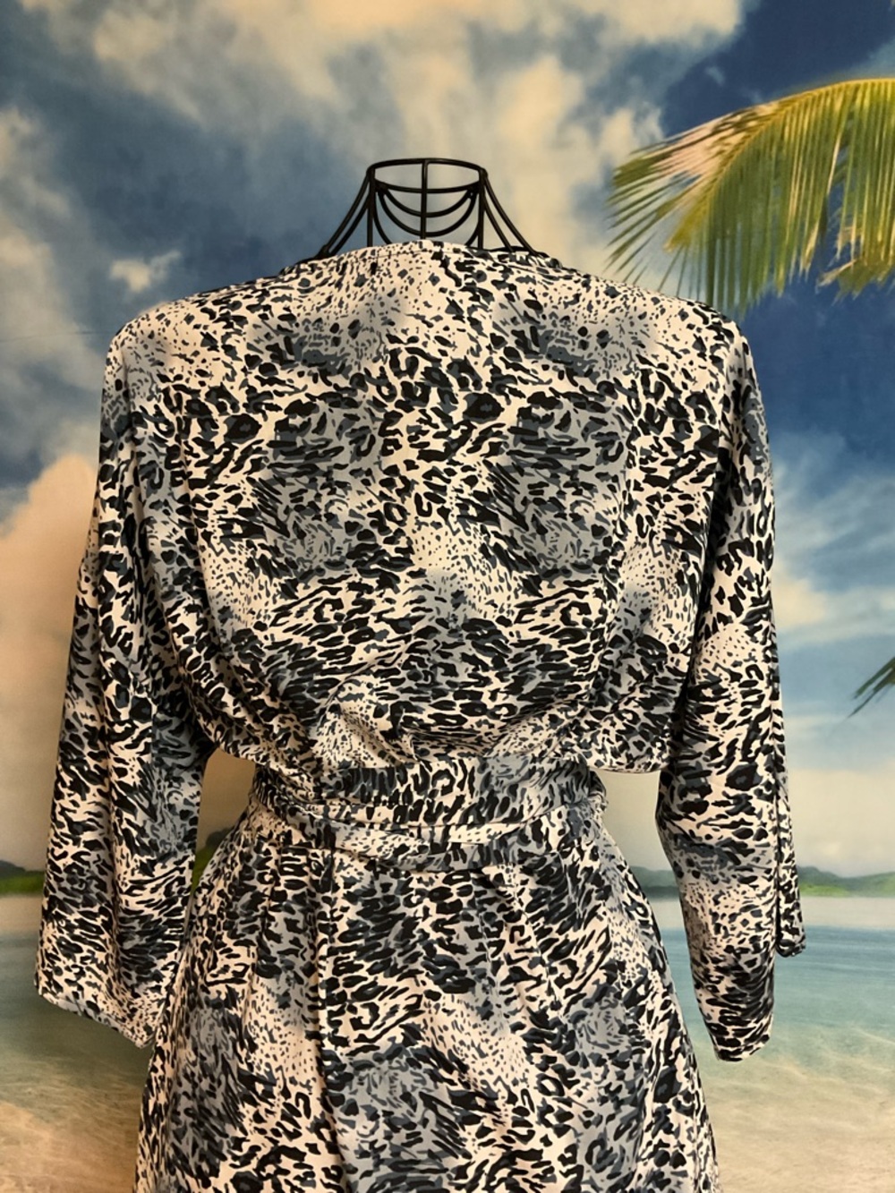 Kendall & Kylie Black and Blue Animal Print Wrap-around Dress - Picture 3 of 4